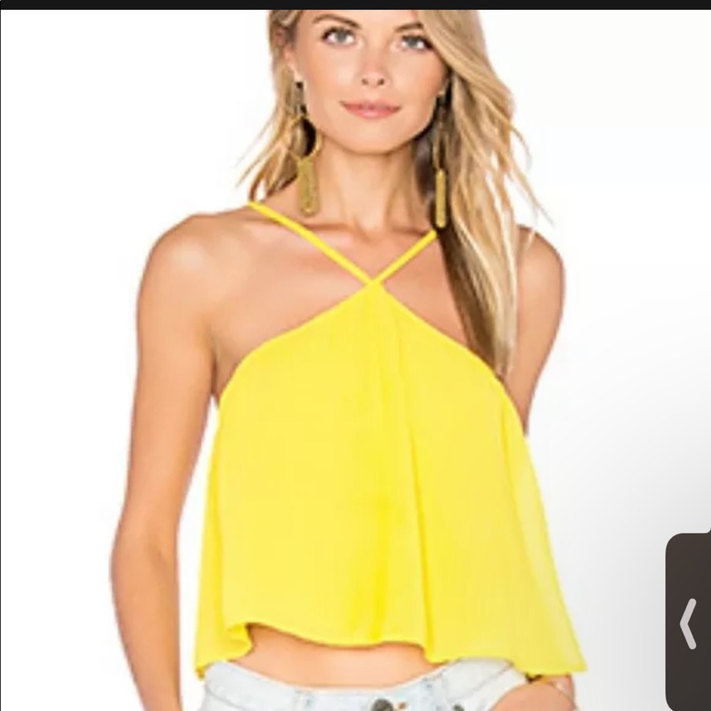 Show me your mumu Cross Flowy Tank Top Size Small Women's Yellow